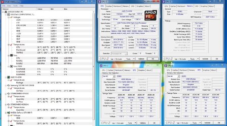 HWMonitor - CPUZ - CORETEMP - Stats Running P95 with Blend Test - 20 minutes - Speed at 4.4GHz.jpg